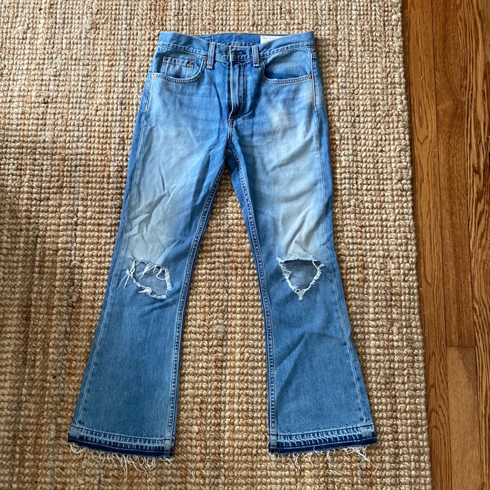 Ray & Bone jean with distressing and subtle multi wash detail